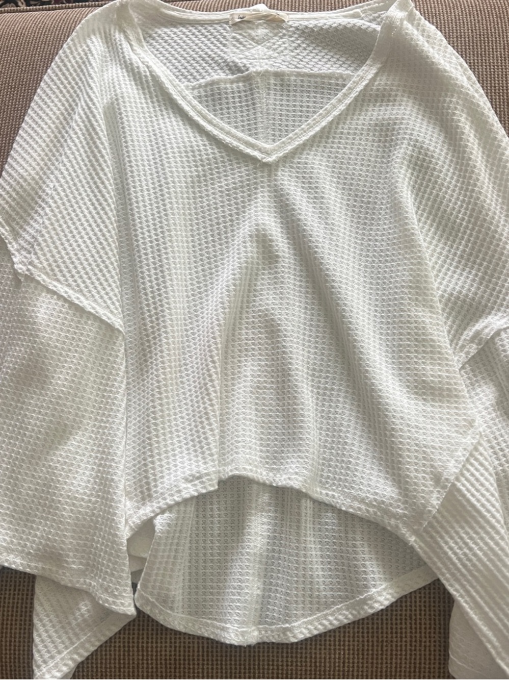 NWT Free People White Waffle Knit V-Neck Poncho Top